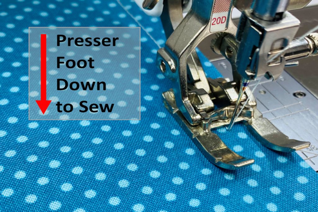 presser foot down to sew