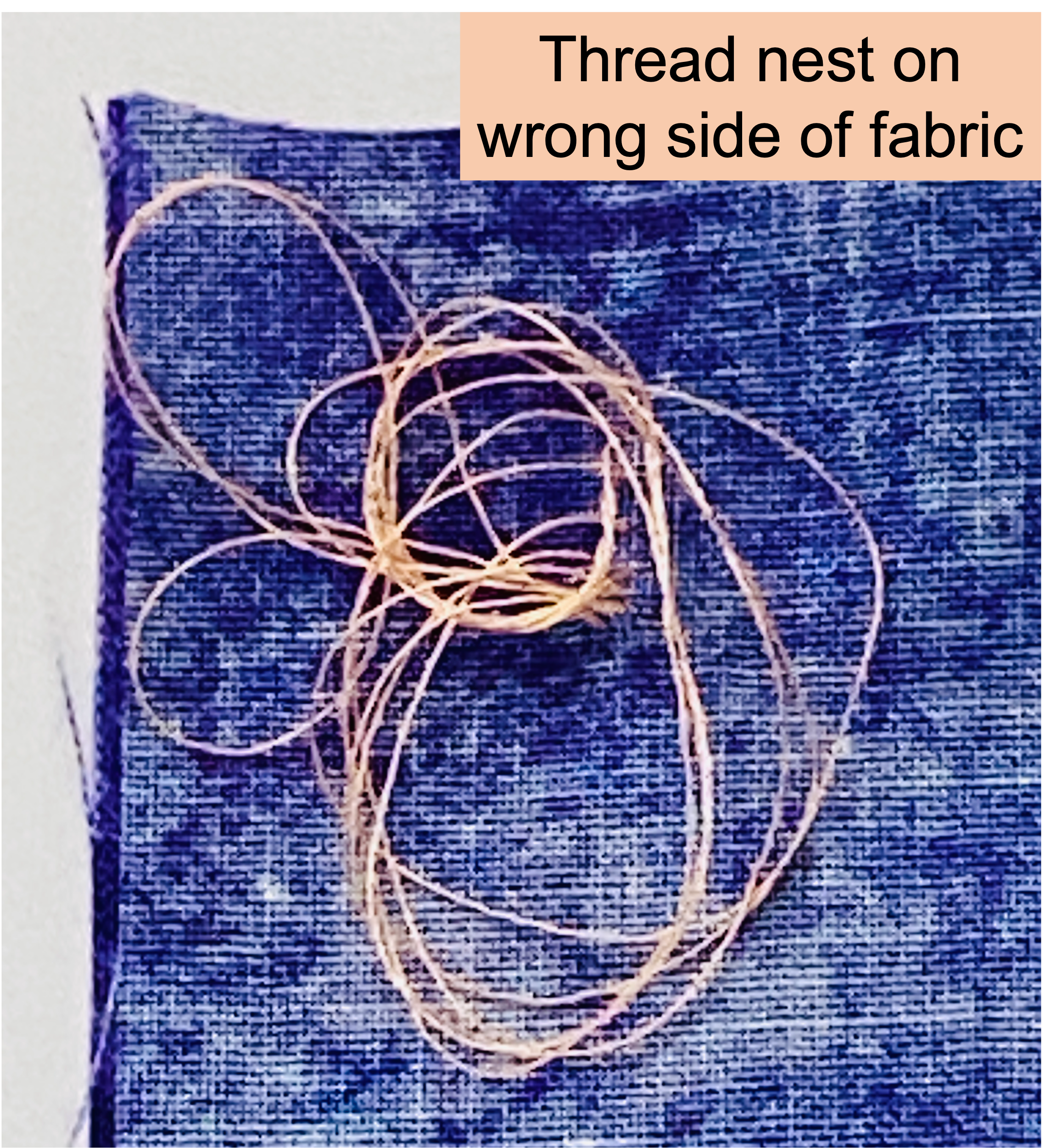 Thread nest on wrong side of fabric